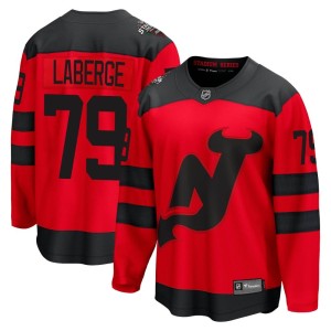 New Jersey Devils Samuel Laberge Official Red Fanatics Branded Breakaway Adult 2024 Stadium Series NHL Hockey Jersey