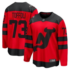 New Jersey Devils Tyler Toffoli Official Red Fanatics Branded Breakaway Adult 2024 Stadium Series NHL Hockey Jersey