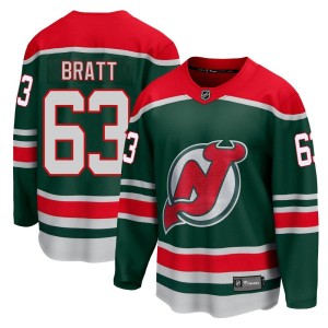 New Jersey Devils Jesper Bratt Official Green Fanatics Branded Breakaway Adult 2020/21 Special Edition NHL Hockey Jersey
