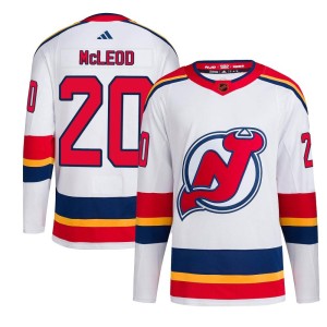 New Jersey Devils Michael McLeod Official White Adidas Authentic Adult Reverse Retro 2.0 NHL Hockey Jersey