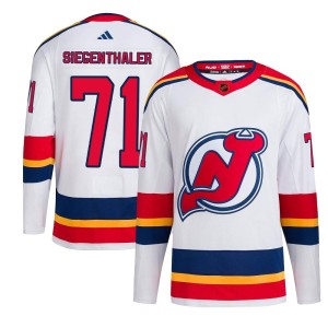 New Jersey Devils Jonas Siegenthaler Official White Adidas Authentic Adult Reverse Retro 2.0 NHL Hockey Jersey