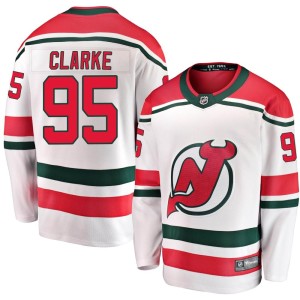 New Jersey Devils Graeme Clarke Official White Fanatics Branded Breakaway Youth Alternate NHL Hockey Jersey