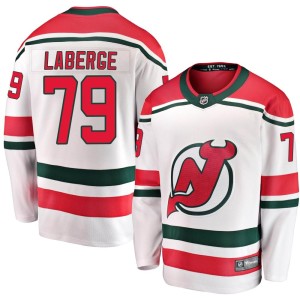 New Jersey Devils Samuel Laberge Official White Fanatics Branded Breakaway Youth Alternate NHL Hockey Jersey