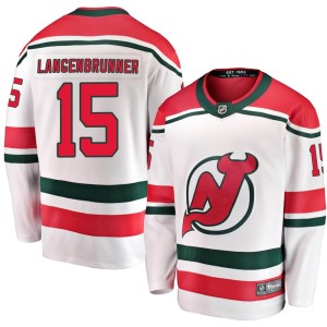 New Jersey Devils Jamie Langenbrunner Official White Fanatics Branded Breakaway Youth Alternate NHL Hockey Jersey