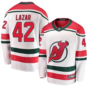 New Jersey Devils Curtis Lazar Official White Fanatics Branded Breakaway Youth Alternate NHL Hockey Jersey
