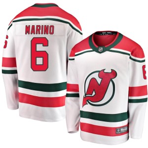 New Jersey Devils John Marino Official White Fanatics Branded Breakaway Youth Alternate NHL Hockey Jersey