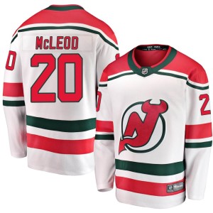 New Jersey Devils Michael McLeod Official White Fanatics Branded Breakaway Youth Alternate NHL Hockey Jersey