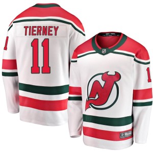 New Jersey Devils Chris Tierney Official White Fanatics Branded Breakaway Youth Alternate NHL Hockey Jersey