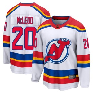 New Jersey Devils Michael McLeod Official White Fanatics Branded Breakaway Youth Special Edition 2.0 NHL Hockey Jersey