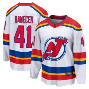 New Jersey Devils Vitek Vanecek Official White Fanatics Branded Breakaway Youth Special Edition 2.0 NHL Hockey Jersey