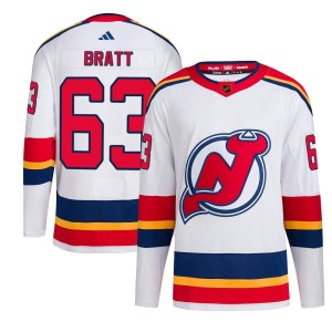 New Jersey Devils Jesper Bratt Official White Adidas Authentic Youth Reverse Retro 2.0 NHL Hockey Jersey