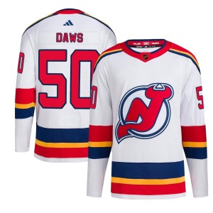 New Jersey Devils Nico Daws Official White Adidas Authentic Youth Reverse Retro 2.0 NHL Hockey Jersey