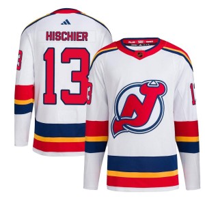 New Jersey Devils Nico Hischier Official White Adidas Authentic Youth Reverse Retro 2.0 NHL Hockey Jersey