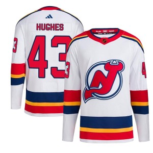 New Jersey Devils Luke Hughes Official White Adidas Authentic Youth Reverse Retro 2.0 NHL Hockey Jersey