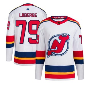 New Jersey Devils Samuel Laberge Official White Adidas Authentic Youth Reverse Retro 2.0 NHL Hockey Jersey