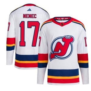 New Jersey Devils Simon Nemec Official White Adidas Authentic Youth Reverse Retro 2.0 NHL Hockey Jersey