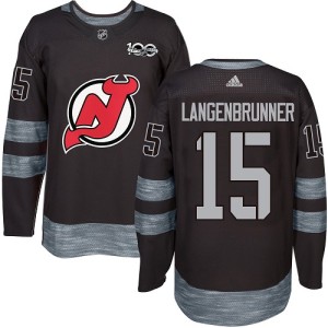 New Jersey Devils Jamie Langenbrunner Official Black Adidas Authentic Adult 1917-2017 100th Anniversary NHL Hockey Jersey