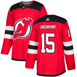 New Jersey Devils Jamie Langenbrunner Official Red Adidas Authentic Adult NHL Hockey Jersey