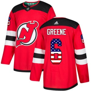 New Jersey Devils Andy Greene Official Green Adidas Authentic Adult Red USA Flag Fashion NHL Hockey Jersey