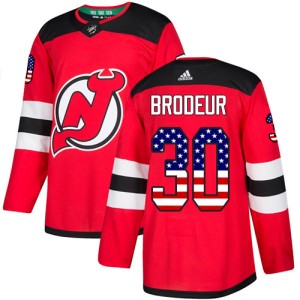 New Jersey Devils Martin Brodeur Official Red Adidas Authentic Youth USA Flag Fashion NHL Hockey Jersey