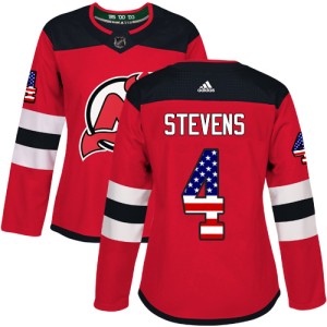 New Jersey Devils Scott Stevens Official Red Adidas Authentic Women's USA Flag Fashion NHL Hockey Jersey