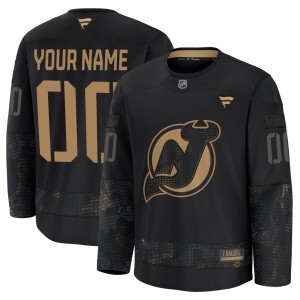 New Jersey Devils Custom Official Black Fanatics Premium Youth Custom 2024 Military Appreciation Practice NHL Hockey Jersey