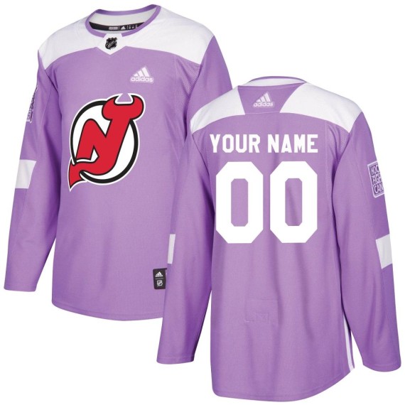 New Jersey Devils Custom Official Purple Adidas Authentic Youth Custom Fights Cancer Practice NHL Hockey Jersey